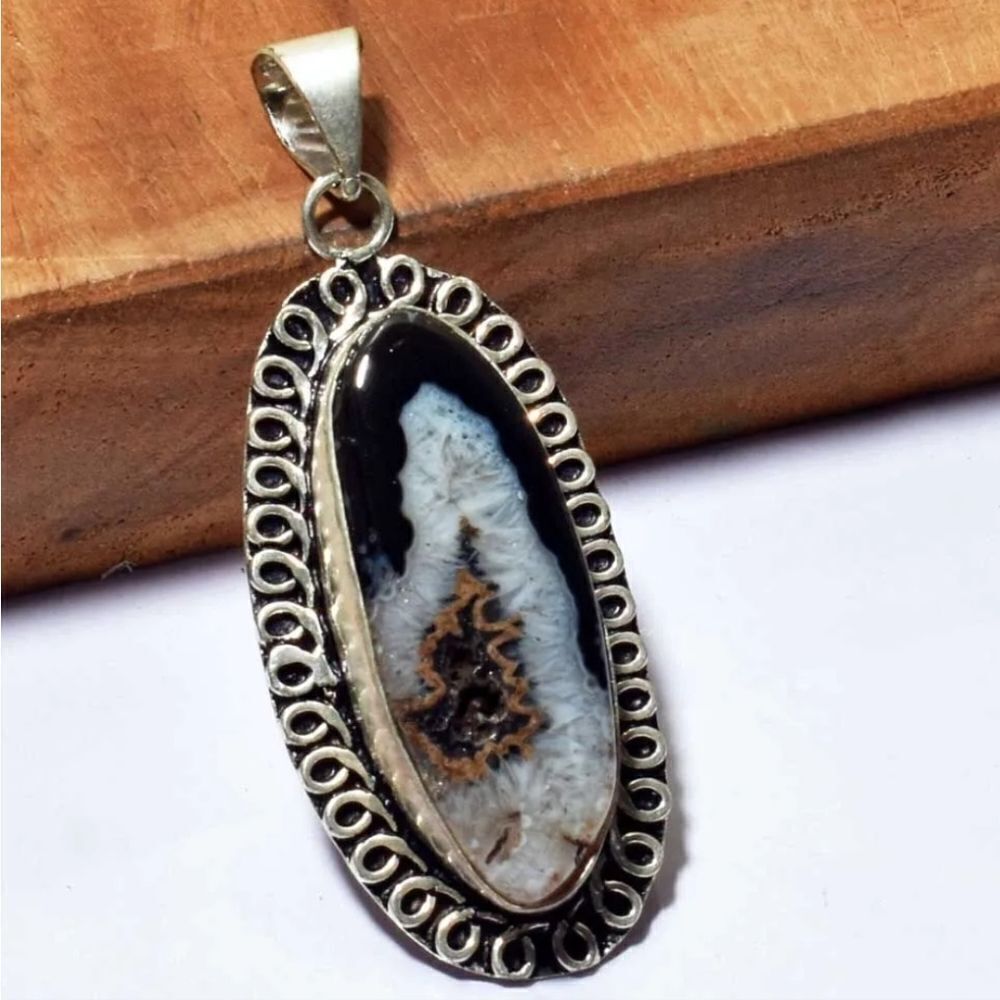 Solar Agate Ethnic Handmade Pendant Jewelry 2.32"